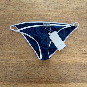 Venice Beach Blue/White Logo 8 Women's Strappy Sides Bikini Swim Bottom NWT E